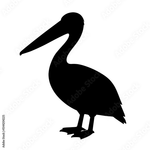 Silhouette of a Pelican in Minimalist Black and White