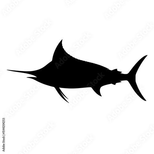 Silhouette of a Majestic White Marlin with Distinctive Long Bill and Fins