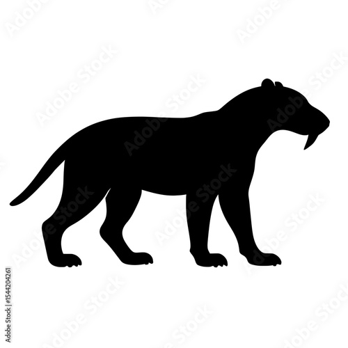 Silhouette of a Fierce Machaeroides with Long Saber Teeth