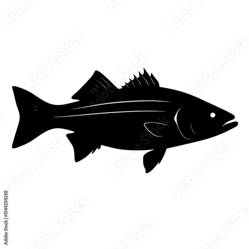 Bold Silhouette of a Striped Bass with Sharp Fin Details