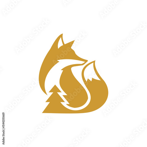 Fox and Pine Tree Logo