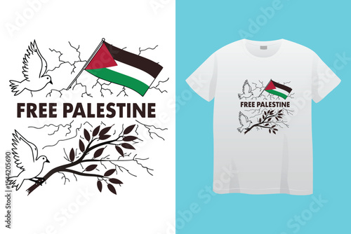 Palestine design vector, Save Palestine illustration for banner, t-shirt, poster, sticker, badges, social media design. Hand-Drawn Lettering Phrase, Calligraphy Graphic Typography.