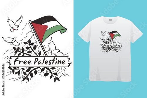 Palestine design vector, Save Palestine illustration for banner, t-shirt, poster, sticker, badges, social media design. Hand-Drawn Lettering Phrase, Calligraphy Graphic Typography.