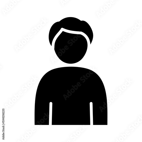 User icon of a man with side parted hair. Solid glyph of an individual person, account avatar, employee or team member.