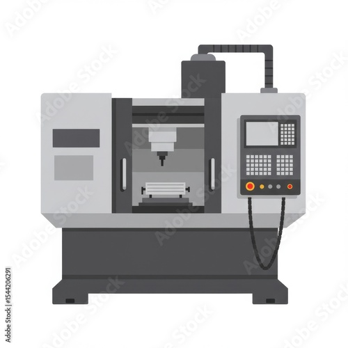 Gray Industrial CNC Milling Machine with Digital Control Panel