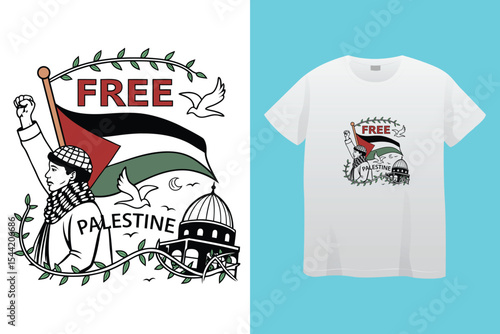 Palestine design vector, Save Palestine illustration for banner, t-shirt, poster, sticker, badges, social media design. Hand-Drawn Lettering Phrase, Calligraphy Graphic Typography.