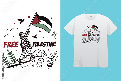 Palestine design vector, Save Palestine illustration for banner, t-shirt, poster, sticker, badges, social media design. Hand-Drawn Lettering Phrase, Calligraphy Graphic Typography.