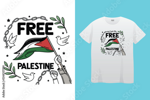 Palestine design vector, Save Palestine illustration for banner, t-shirt, poster, sticker, badges, social media design. Hand-Drawn Lettering Phrase, Calligraphy Graphic Typography.