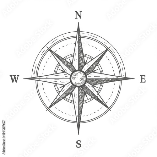 Hand Drawn Compass Rose Illustration