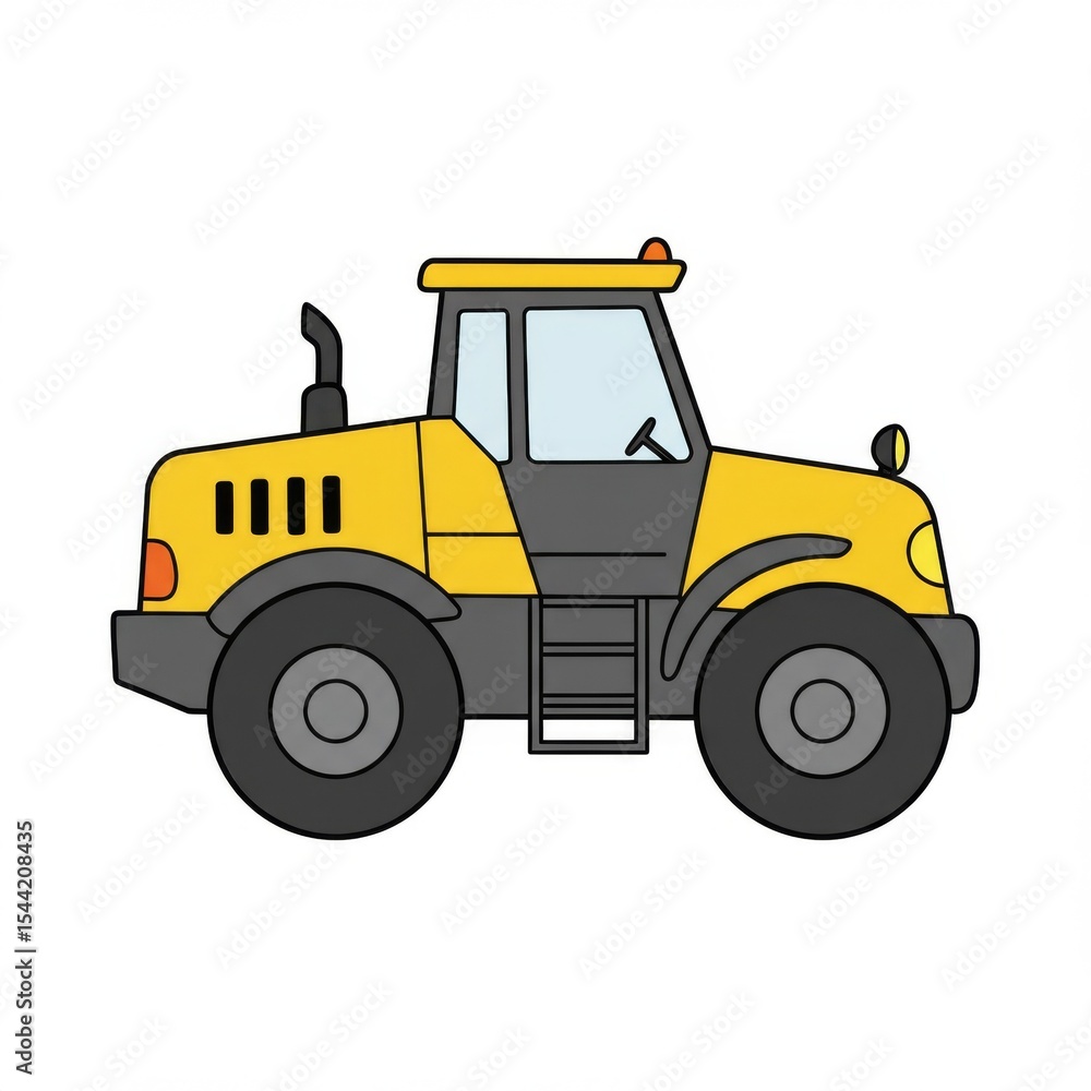 Yellow Tractor Illustration on White Background Yellow Tractor Illustration on White Background