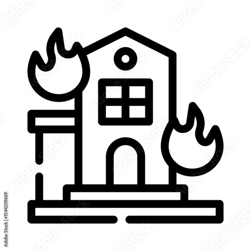 building fire line icon