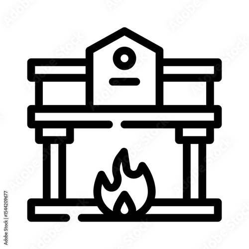 Fire Station Building line icon