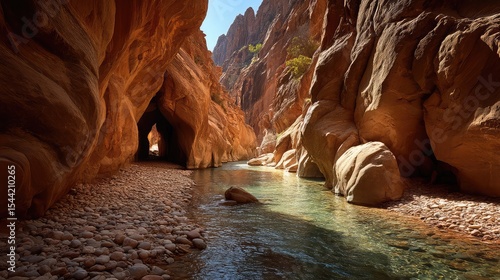 Todra Gorge Morocco River carves path through stunning canyon.