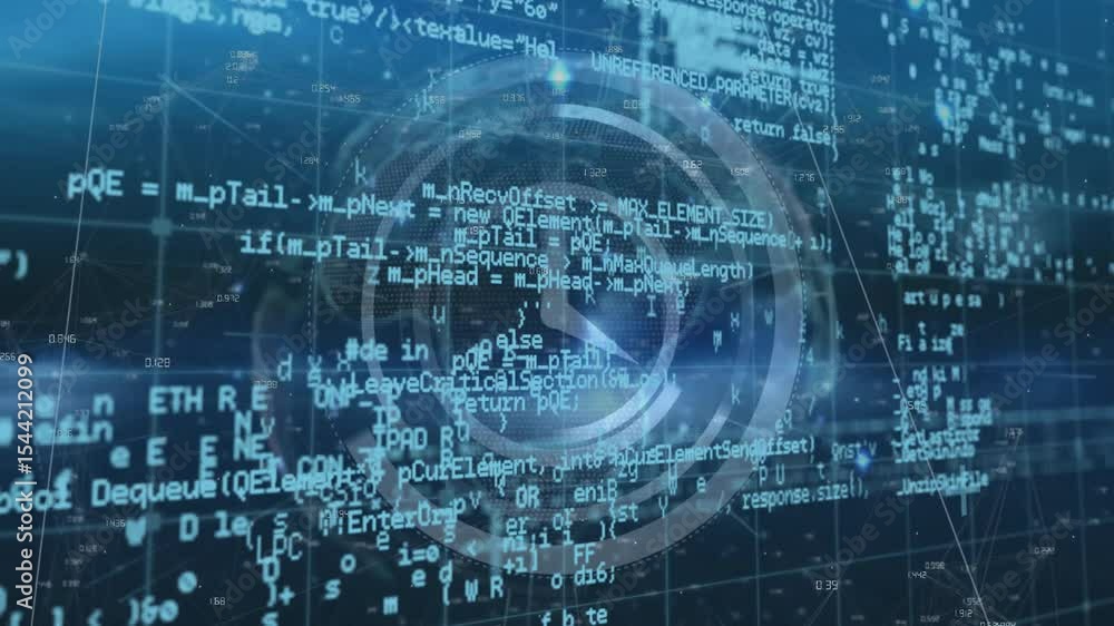 Emerging HUD initiating clockwise rotating concentric code rings, visualizing data flow Emerging HUD initiating clockwise rotating concentric code rings, visualizing data flow