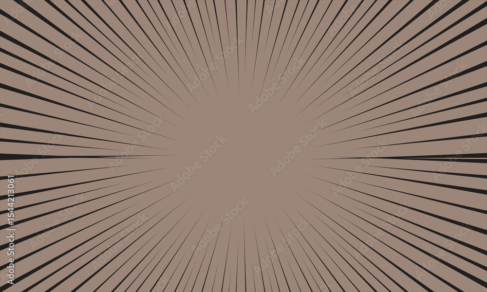 Obraz premium Speed Line brown background. Vector illustration. Comic book effect black radial Halftone lines pattern..
