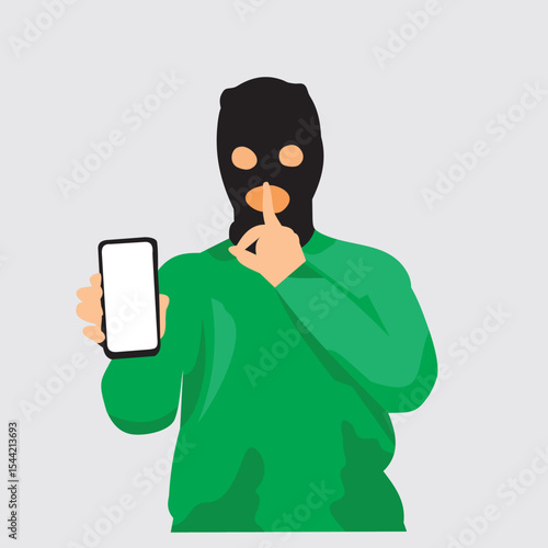 stolen hacker handphone illustration vector with flat design style for presentation