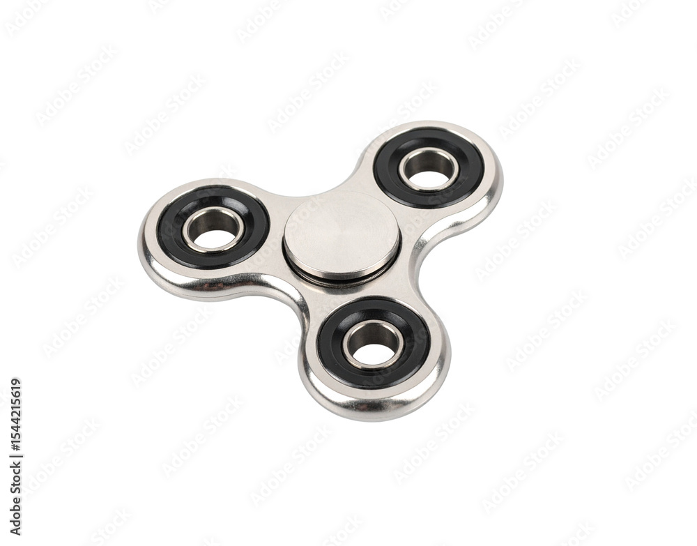 Silver Metal Fidget Spinner with Black Bearing Rings. Silver Metal Fidget Spinner with Black Bearing Rings.