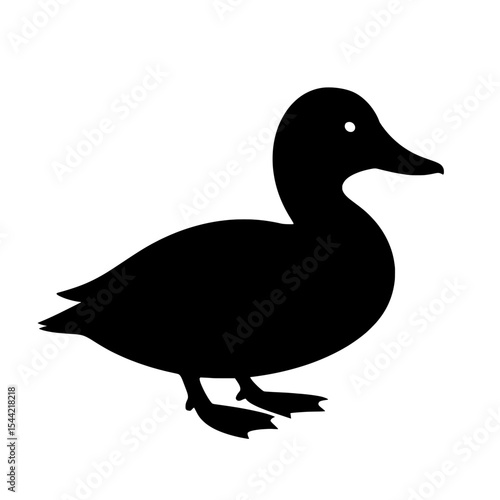 Silhouette of a Diving Duck in Simple Black and White Contrast