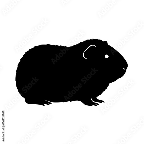 Teddy Guinea Pig Silhouette with Soft Plush Texture and Curious Expression