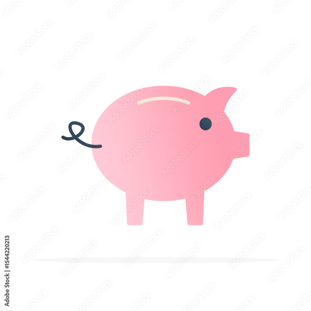 Fototapeta premium Piggy Bank icon, colored flat vector. modern and minimalist design