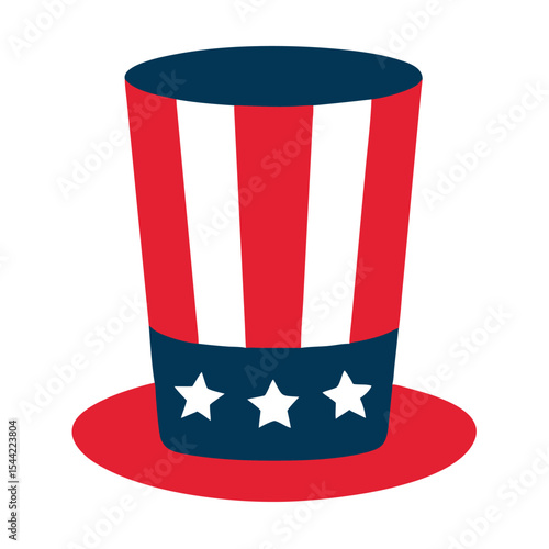Red Blue Striped Uncle Sams Hat American Patriotic Symbol Independence Day Graphic Design Element