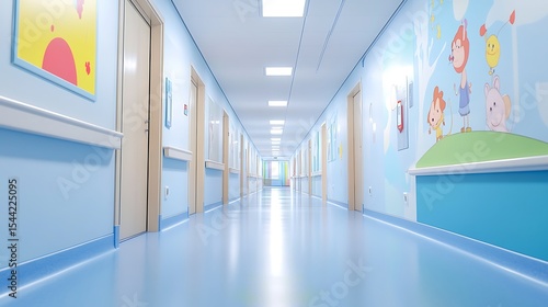 Abstract blur luxury hospital corridor. Blur clinic interior background with defocused effect. Healthcare and medical concept