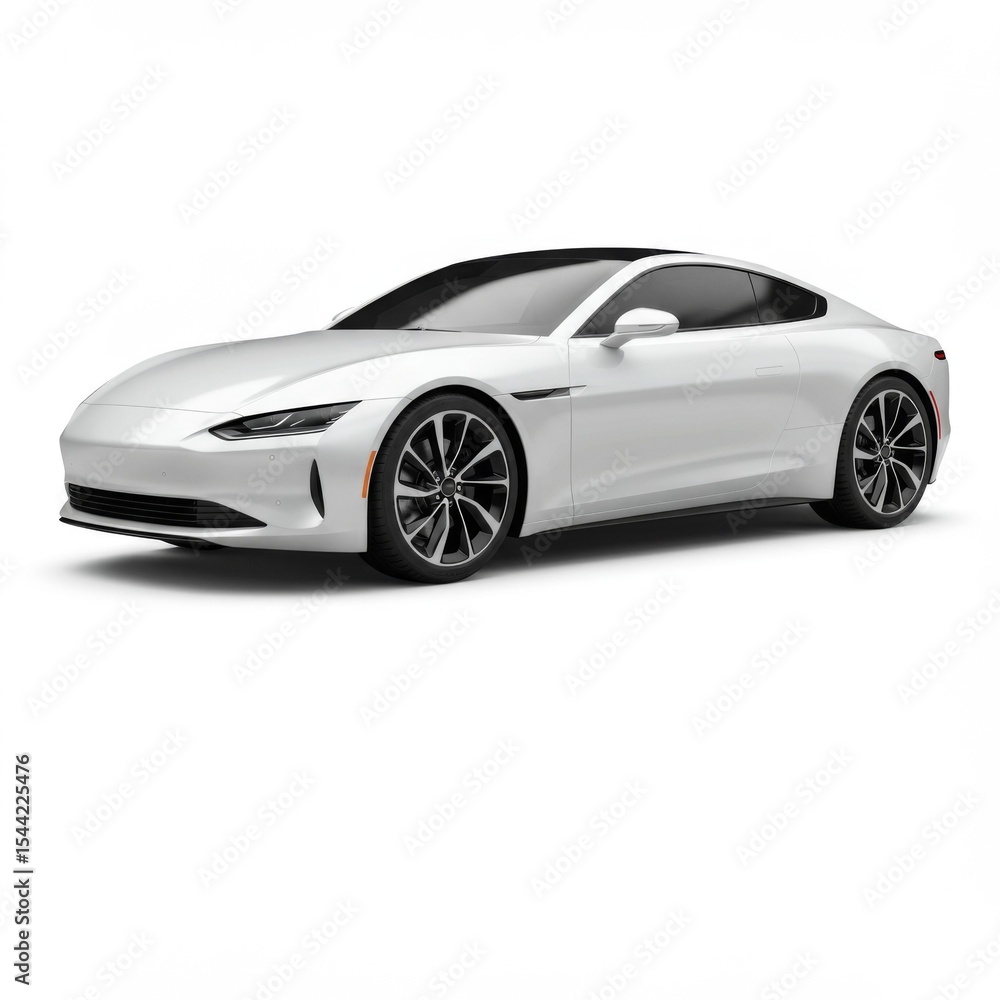 Fototapeta premium Sleek White Sports Coupe with Black Wheels