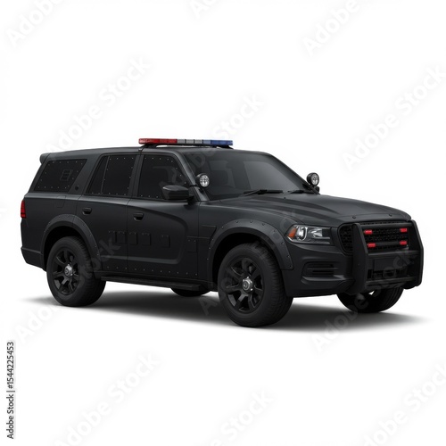 Black Police SUV with Emergency Lights