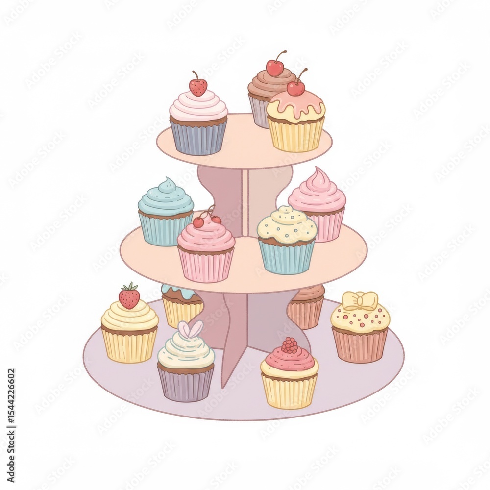 Pastel Cupcakes on a Three Tiered Stand Pastel Cupcakes on a Three Tiered Stand
