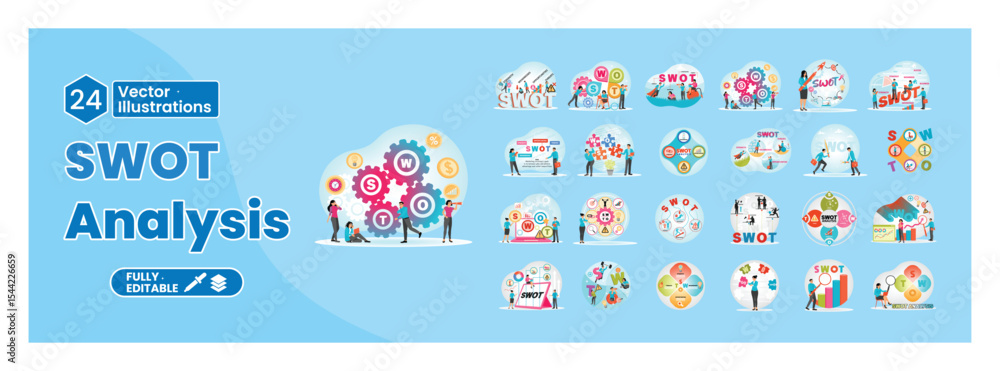Fototapeta premium Business swot concept. Mega set.
