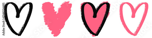 Grunge heart shape with brush stroke texture vector, offering a raw, artistic, and distressed feel. Ideal for edgy romance, expressive art, or vintage-themed designs.