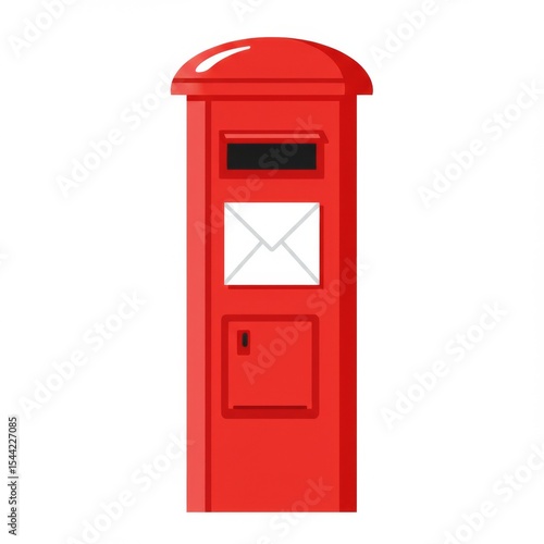 Red Postbox with Envelope Illustration
