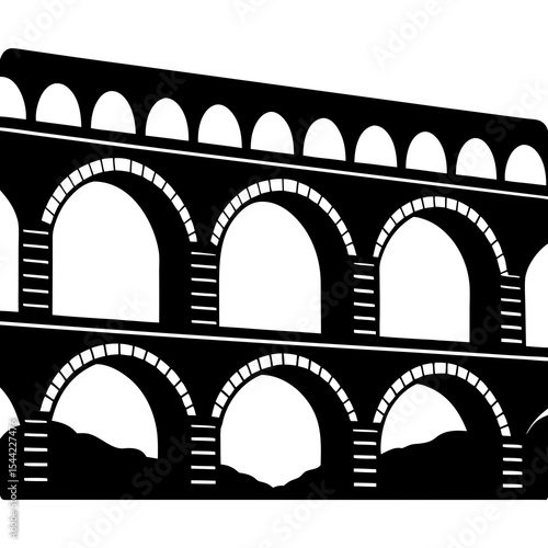 Pont du Gard silhouette illustration