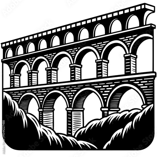 Pont du Gard silhouette illustration