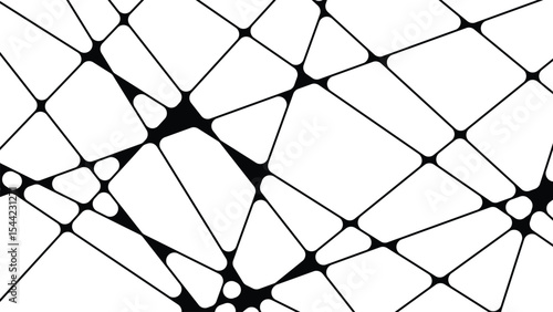 abstract Polyhedron geometric lines black and white shapes seamless pattern rounded drawing EPS 10