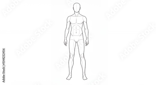 Full body male figure drawing template