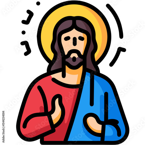 Jesus Christ Religious Figure Cartoon Illustration.