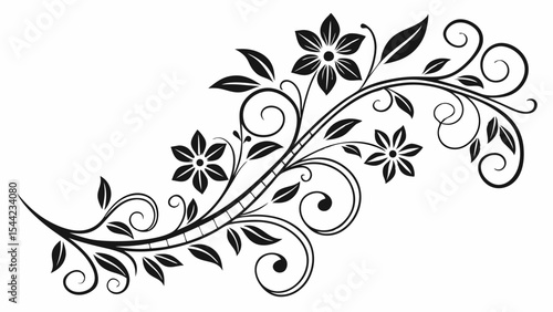 Ornate Floral Design with Swirls and Leaves.