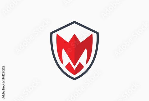 Initial M letter in a Shield Logo Design Element