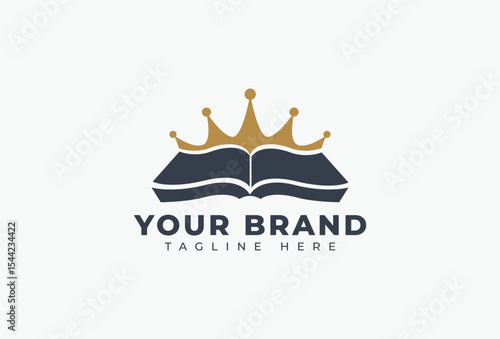 Crown Book Vector Logo Design Element