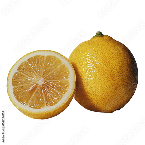 Vibrant Yellow Lemon, Half Sliced, Juicy Citrus Fruit, Refreshing