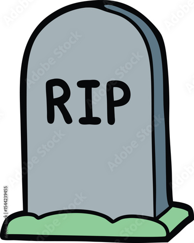Cartoon grave stone illustration rip rest in peace graveyard cemetery
