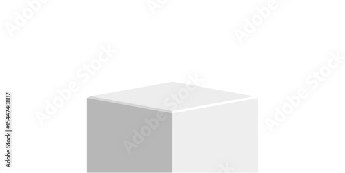 single White cube block podium stage pedestal and platform vector, a minimalist display element. Ideal for product showcases, presentations, awards, exhibitions, and modern design.