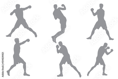 Boxer silhouette illustration. Boxing Silhouette Vector Set. Fighters in Action Poses for Fitness and Combat Sports Design variety.