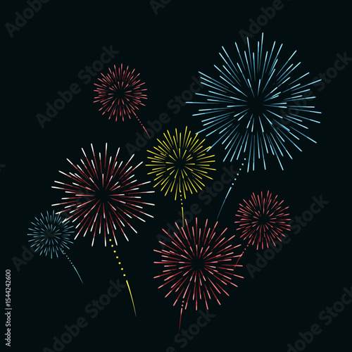 Festive Fireworks Display on Black Background