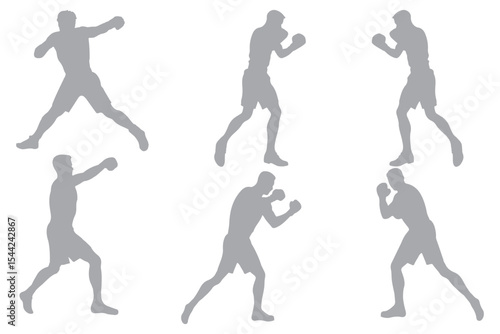 Boxer silhouette illustration. Boxing Silhouette Vector Set. Fighters in Action Poses for Fitness and Combat Sports Design variety.