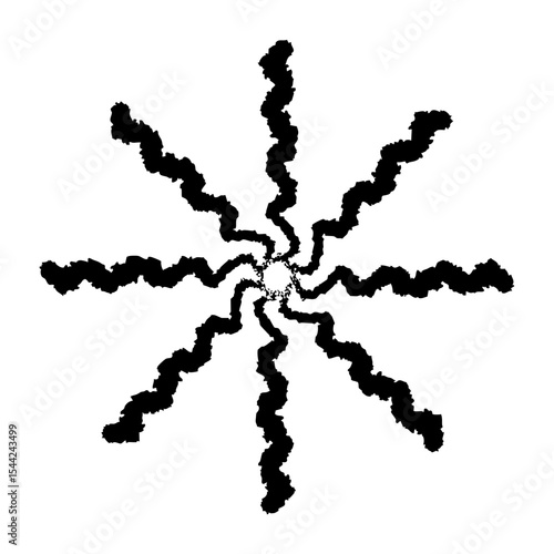 墨で描いた細いギザギザの渦のベクターイラスト