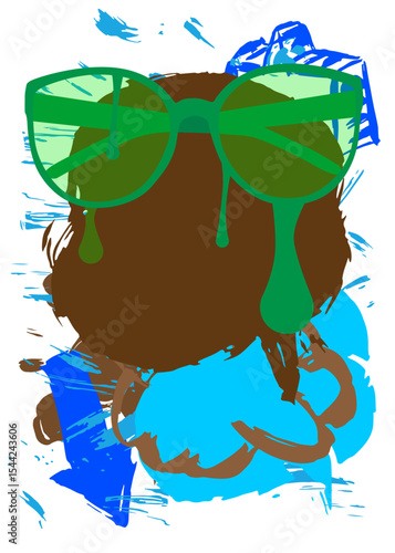 Glasses graffiti. Abstract modern street art decoration performed in urban painting style.