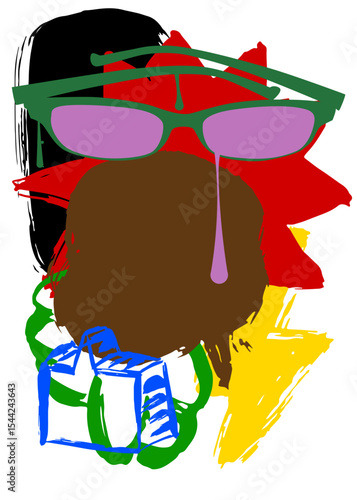 Glasses graffiti. Abstract modern street art decoration performed in urban painting style.