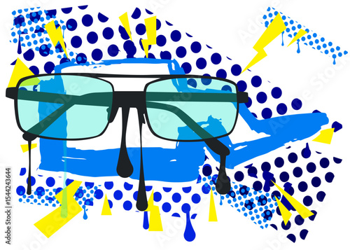Glasses graffiti. Abstract modern street art decoration performed in urban painting style.